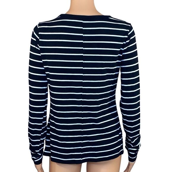 a.n.a Long Sleeve Striped Tee Rounded Neckline Womens Size Small Soft Jersey - Picture 4 of 6